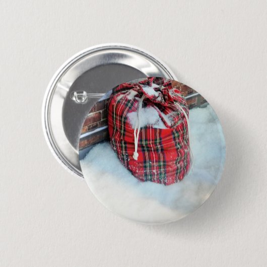 Die Weihnachtstasche im Schnee Button (Vorne & Hinten)