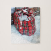 Die Weihnachtstasche im Schnee Puzzle (Vertikal)