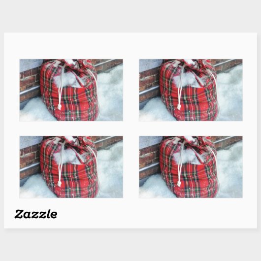 Die Weihnachtstasche im Schnee Rechteckiger Aufkleber (Blatt)