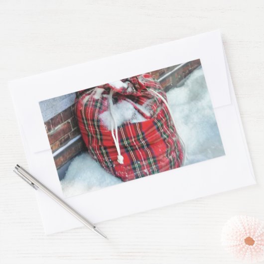 Die Weihnachtstasche im Schnee Rechteckiger Aufkleber (Umschlag)