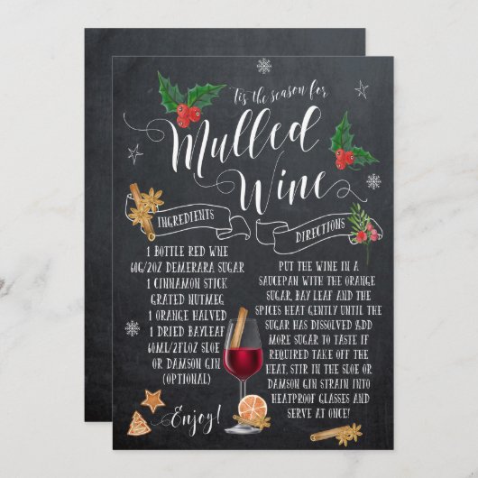 Die Weihnachtswein-Weihnachtskarte Feiertagskarte (Vorne/Hinten)