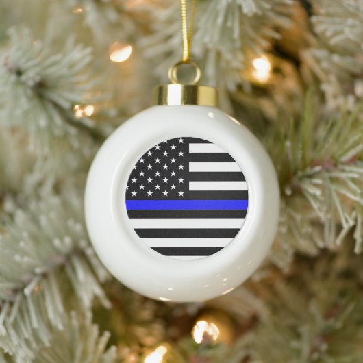 Die Weihnachtszeit der Thin Blue Line Keramik Kugel-Ornament (Baum)