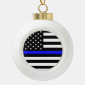 Die Weihnachtszeit der Thin Blue Line Keramik Kugel-Ornament (Vorderseite)