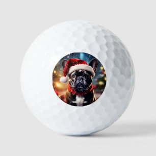 Die Weihnachtszeit des französischen Bulldoggen Golfball