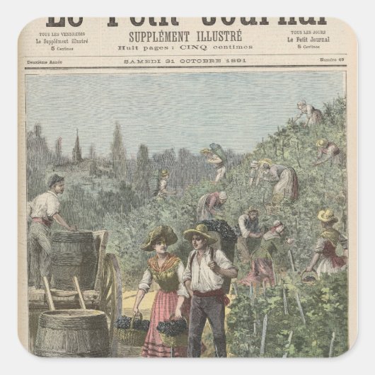 Die Weinernte Quadratischer Aufkleber (Vorderseite)