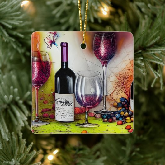 Die Weinprobe Personalisiert Keramikornament (Baum)