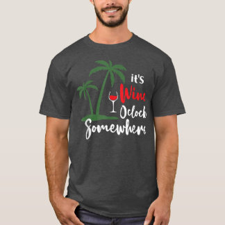 Die Weinuhr sonnig im Sommer mit Palmen T-Shirt