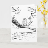 Die weise alte Eule auf einem Ast Karte (Gelbe Blume)