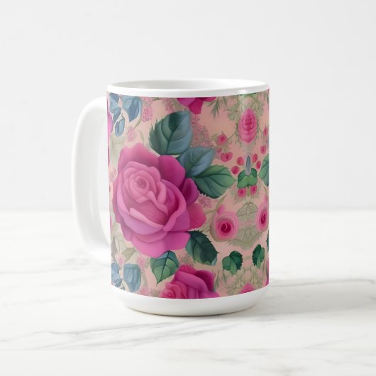 Die Weisheit der Rose - weich und ruhig Kaffeetasse (Vorderseite Links)