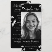 Die weiße Blume zum Feiern der Lebensfotokarte Einladung (Vorne/Hinten)