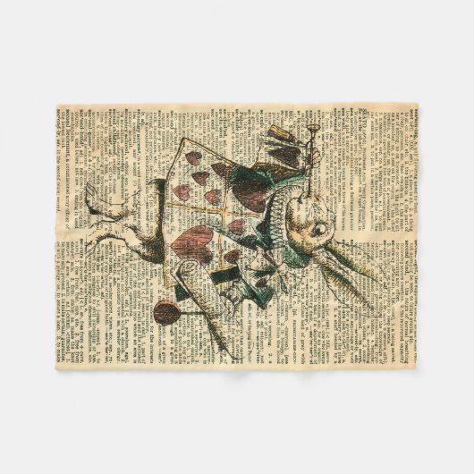 Die weiße Kaninchen-Alice im Wunderland wirbelt di Fleecedecke (Vorderseite (Horizontal))