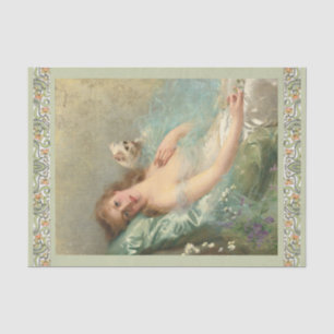 Die weiße Katze von EVittorio Corcos, Decoupage  Seidenpapier