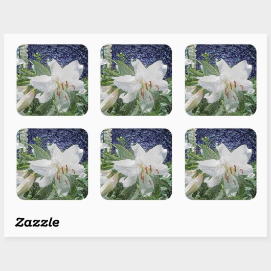 Die weiße Liege im Garten Quadratischer Aufkleber (Blatt)