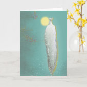 Die weiße Pfaue ~ Grußkarte Karte (Gelbe Blume)