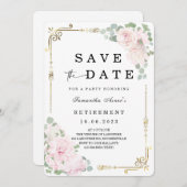 Die weiße Rose speichert das Datum des Ruhestands Einladung (Vorne/Hinten)