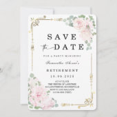 Die weiße Rose speichert das Datum des Ruhestands Einladung (Vorderseite)