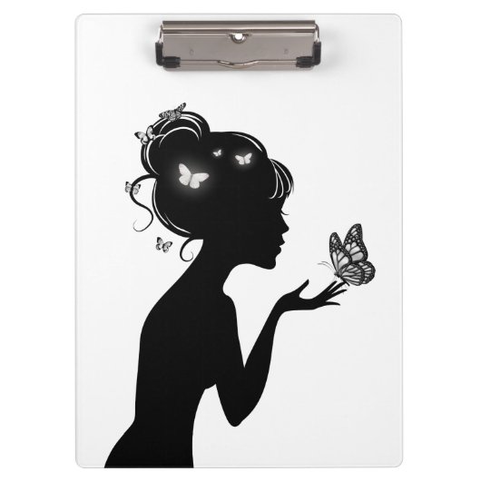 Die weiße Schmetterlingsfrau Klemmbrett (Vorderseite)