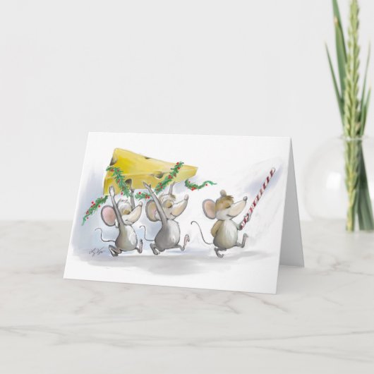 Die weiße Weihnachtskarte für Käse Feiertagskarte (Vorderseite)