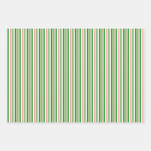 Die weiße, weiße, rot-farbene WeihnachtsStreifen Geschenkpapier Set (Vorderseite 3)