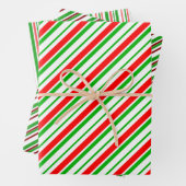 Die weiße, weiße, rot-farbene WeihnachtsStreifen Geschenkpapier Set (Beispiel)