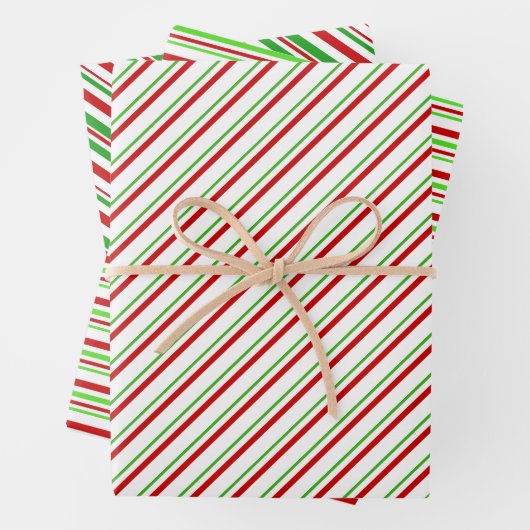Die weiße, weiße, rot-farbene WeihnachtsStreifen Geschenkpapier Set (Beispiel)