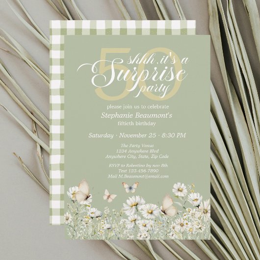 Die Weiße Wildblume überrascht 50. Geburtstag Einladung