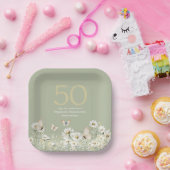 Die Weiße Wildblume überrascht 50. Geburtstag Pappteller (Party)