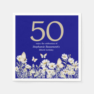 Die Weiße Wildblume überrascht 50. Geburtstag Serviette
