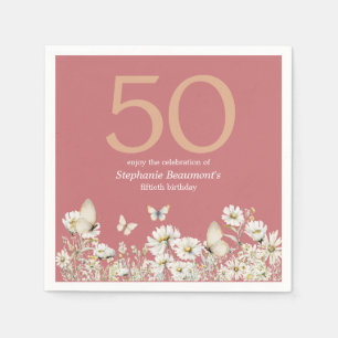 Die Weiße Wildblume überrascht 50. Geburtstag Serviette
