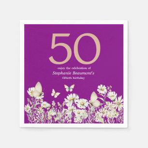 Die Weiße Wildblume überrascht 50. Geburtstag Serviette