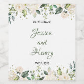 Die weißen Blume der Weinlese Weinetikett (Einzelnes Label)