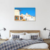 Die weißen Gebäude und die Windmühlen auf den Leinwanddruck (Insitu (Schlafzimmer))