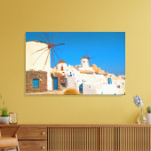 Die weißen Gebäude und die Windmühlen auf den Leinwanddruck (Insitu (Wohnzimmer))