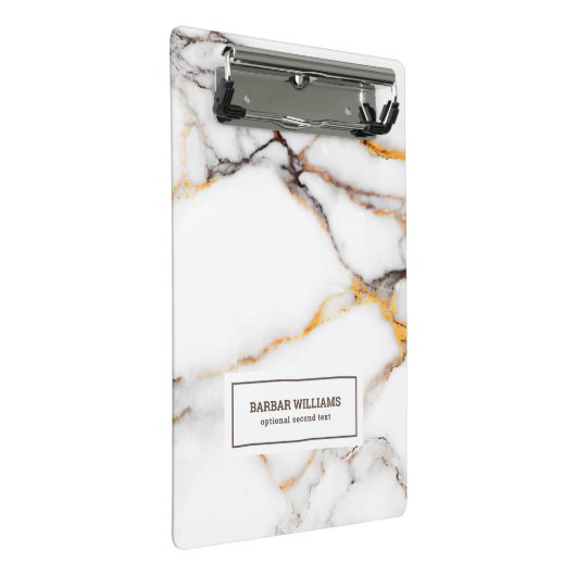 Die weißen Imitat sind beige und grau. Mini Klemmbrett (Schrägansicht)