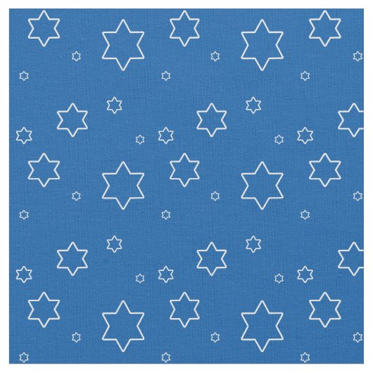 Die weißen Sterne von David auf blau Stoff (Nahaufnahme)