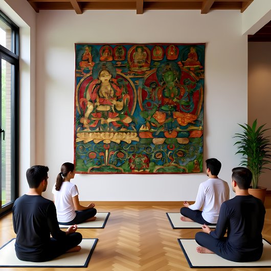 Die weißen Tara und die grünen Tara Wandteppich