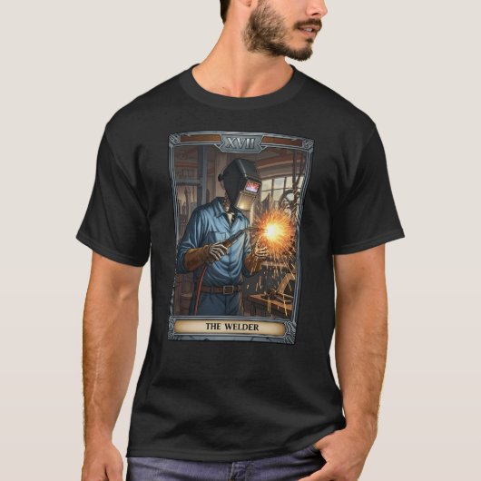 Die Welder Skeleton Tarot Card T-Shirt (Vorderseite)