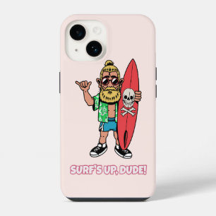 Die Welle ist da, Alter! Bärtiger Cartoon-Surfer iPhone 14 Hülle