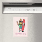 Die Welle ist da, Alter! Bärtiger Cartoon-Surfer Magnet (In Situ (Geschirrspüler))