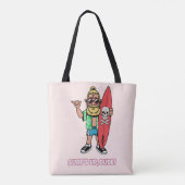 Die Welle ist da, Alter! Bärtiger Cartoon-Surfer Tasche (Rückseite)