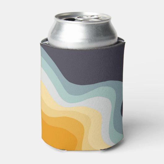 Die Wellen im Retrostil blau und gelb Dosenkühler (Kanne Vorderseite)