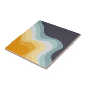 Die Wellen im Retrostil blau und gelb Fliese (Seite)