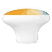 Die Wellen im Retrostil blau und gelb Keramikknauf (Seitenansicht)