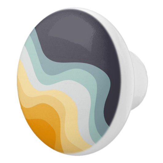 Die Wellen im Retrostil blau und gelb Keramikknauf (Rechts)