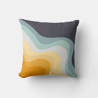 Die Wellen im Retrostil blau und gelb Kissen