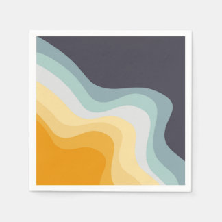 Die Wellen im Retrostil blau und gelb Serviette