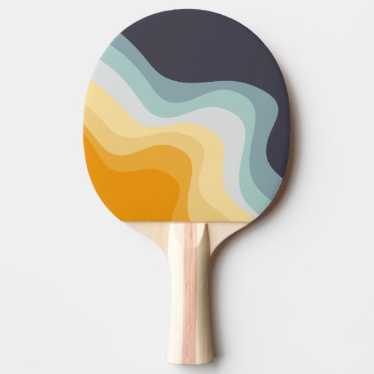 Die Wellen im Retrostil blau und gelb Tischtennis Schläger (Vorderseite)