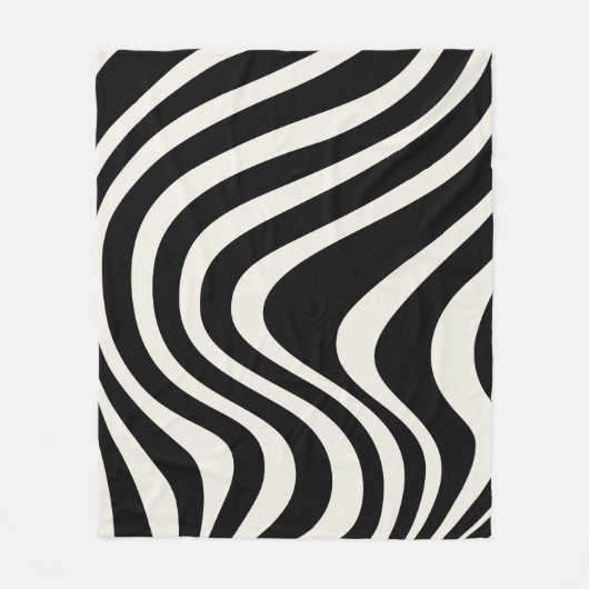 Die Wellen im Retrostil Schwarz-Weiß Fleecedecke (Vorderseite)