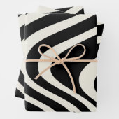 Die Wellen im Retrostil Schwarz-Weiß Geschenkpapier Set (Beispiel)