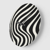 Die Wellen im Retrostil Schwarz-Weiß Große Wanduhr (Winkel)